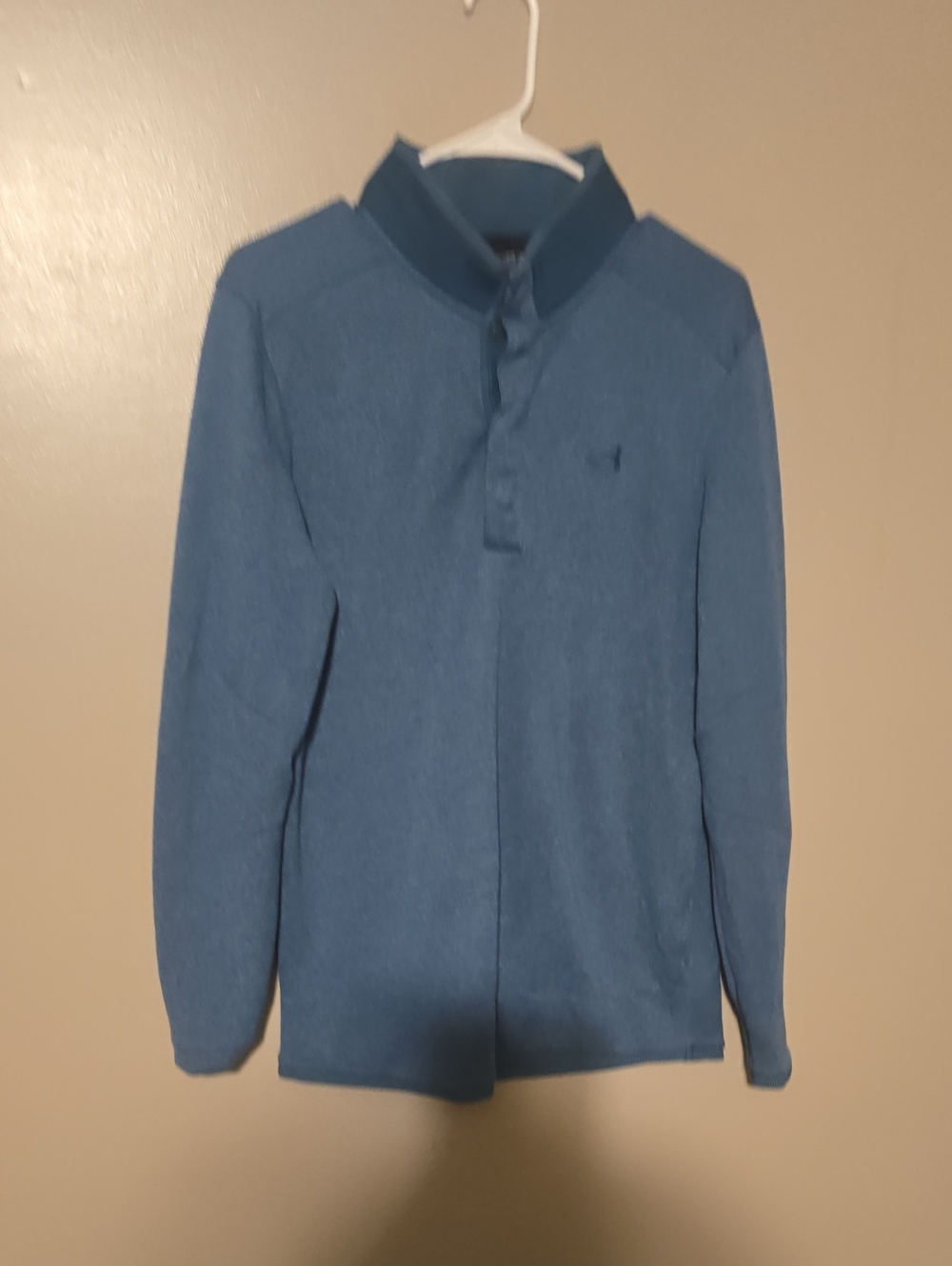 Under Armor‎ Golf Coldgear Mens Blue Long Sleeve Knit Shirt 3/4 Button Size M